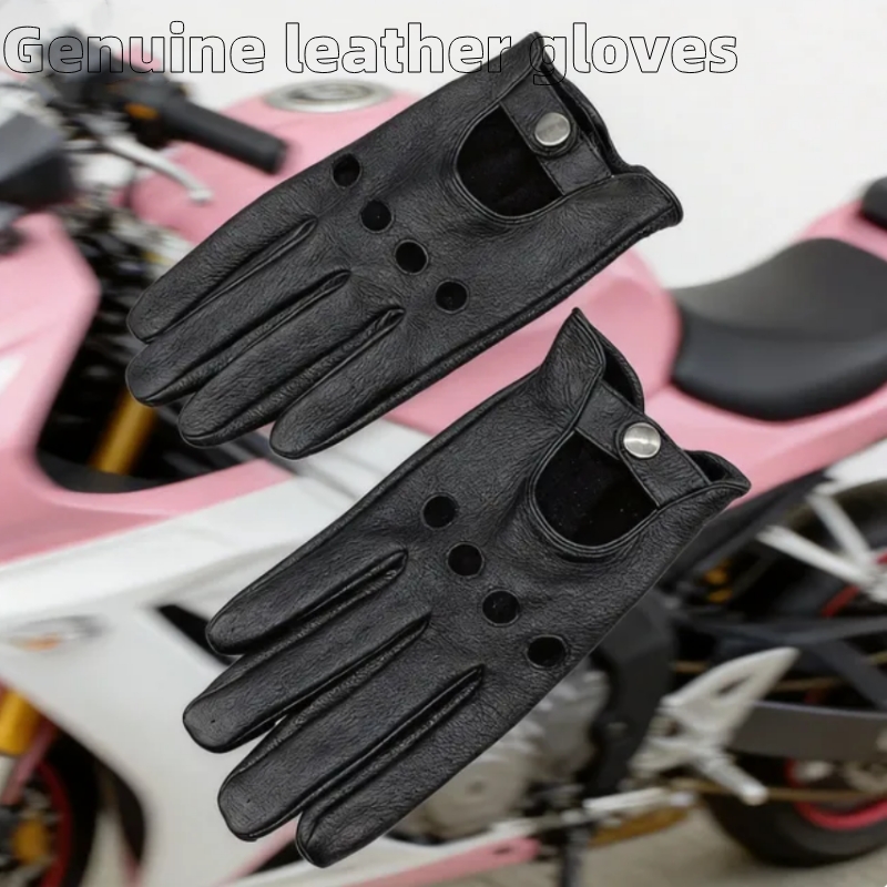 Driving Gloves Leather - Comfortable Wearing Genuine Leather Moto Bike