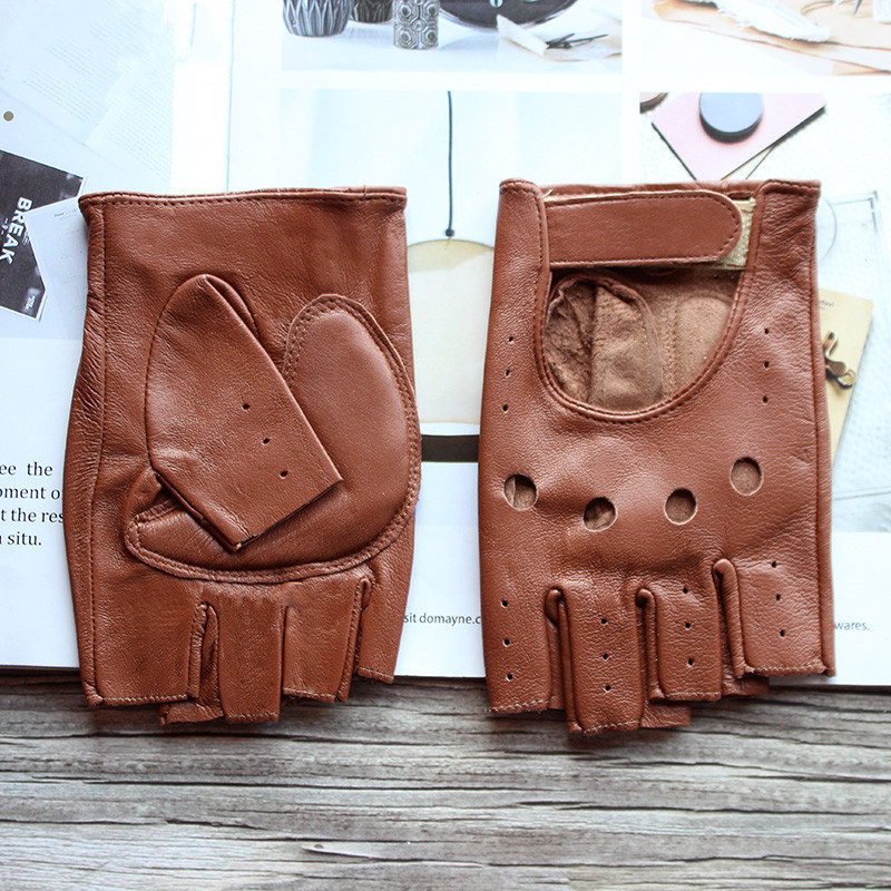 Driving Gloves Leather - New Women's Sheepskin Half Finger Gloves