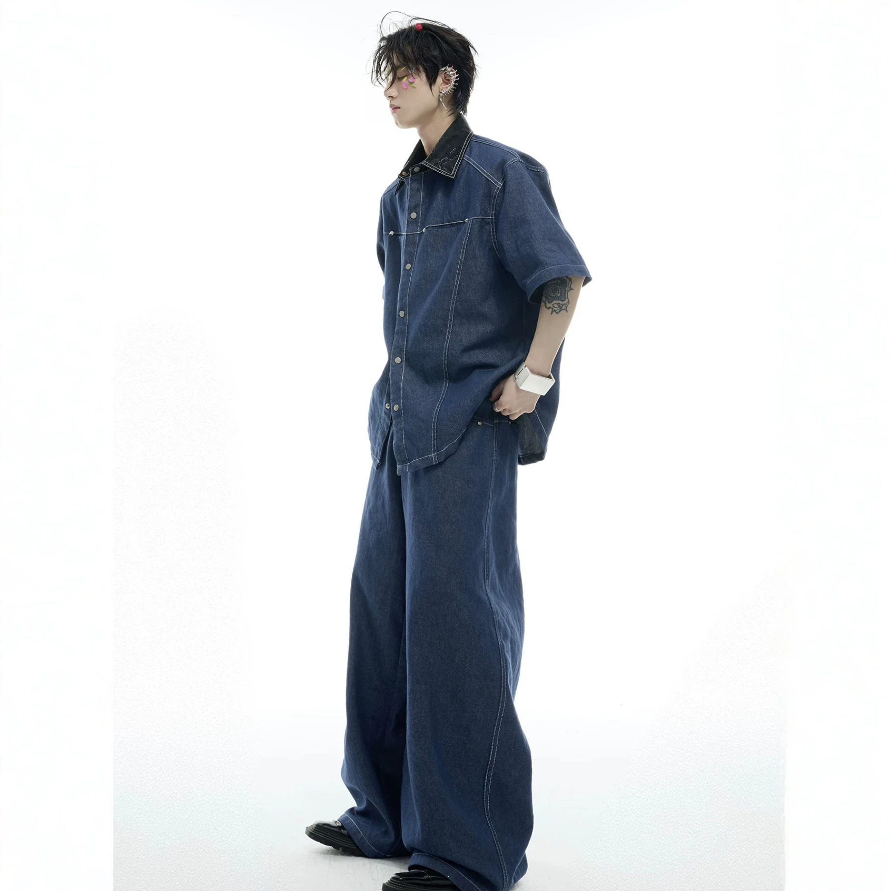 Summer Men's Denim Matching Se - Men Fashion Jeans recension och pris