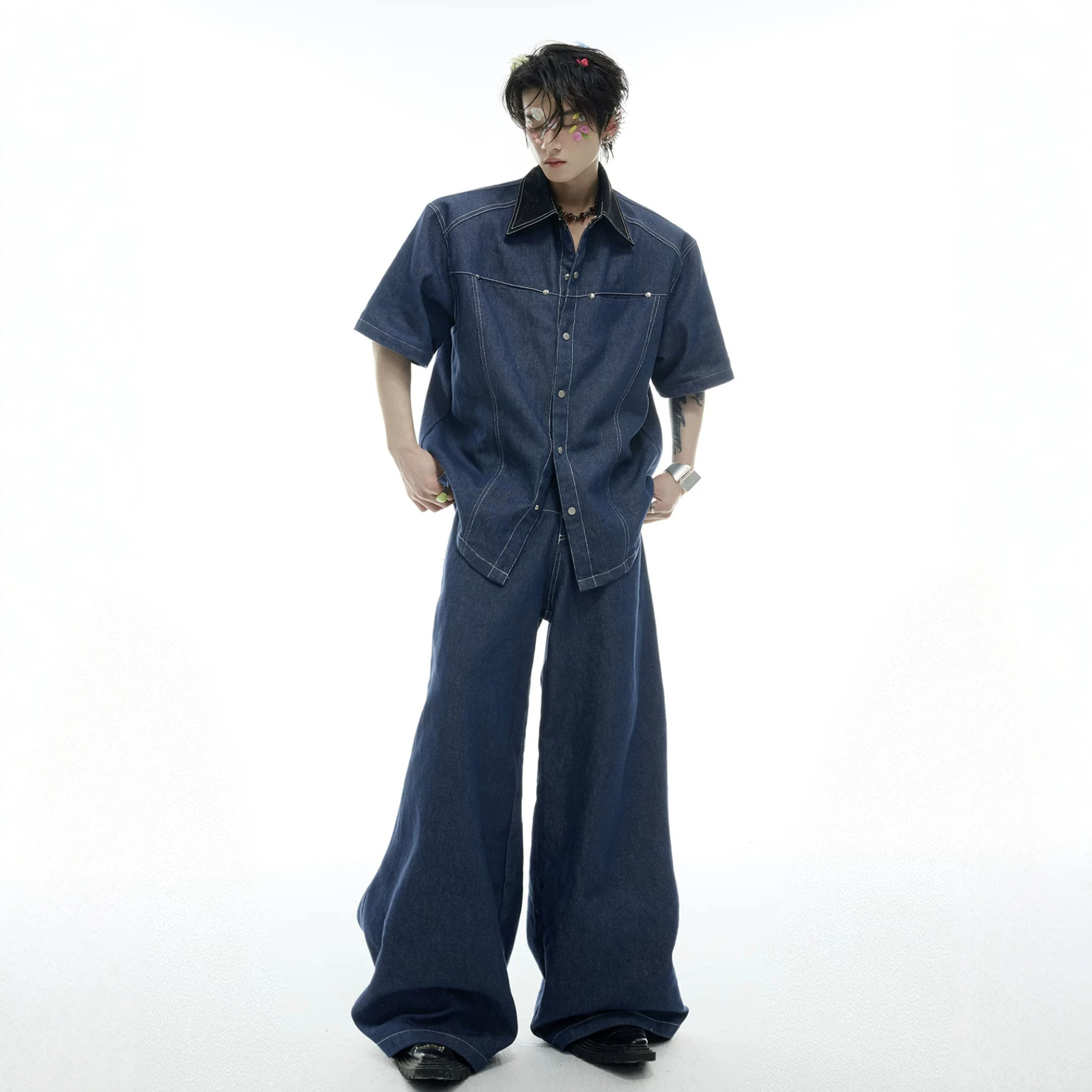 Summer Men's Denim Matching Se - Men Fashion Jeans recension och pris