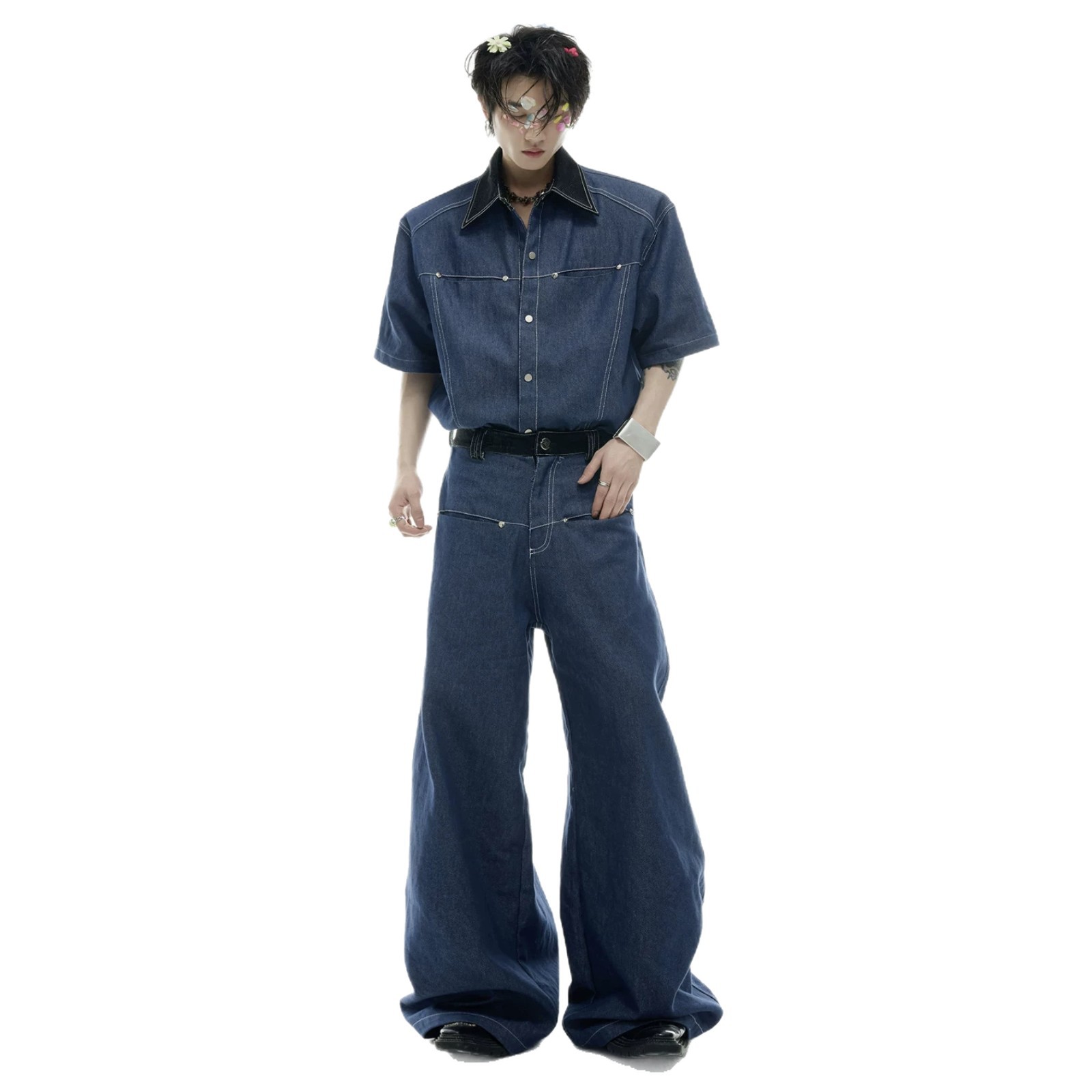Summer Men's Denim Matching Se - Men Fashion Jeans recension och pris