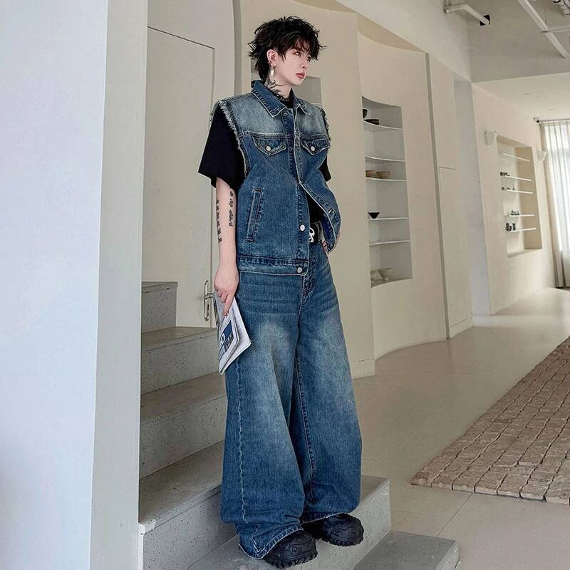 LUZHEN 2026 Summer Denim Two-p - Men Fashion Jeans recension och pris