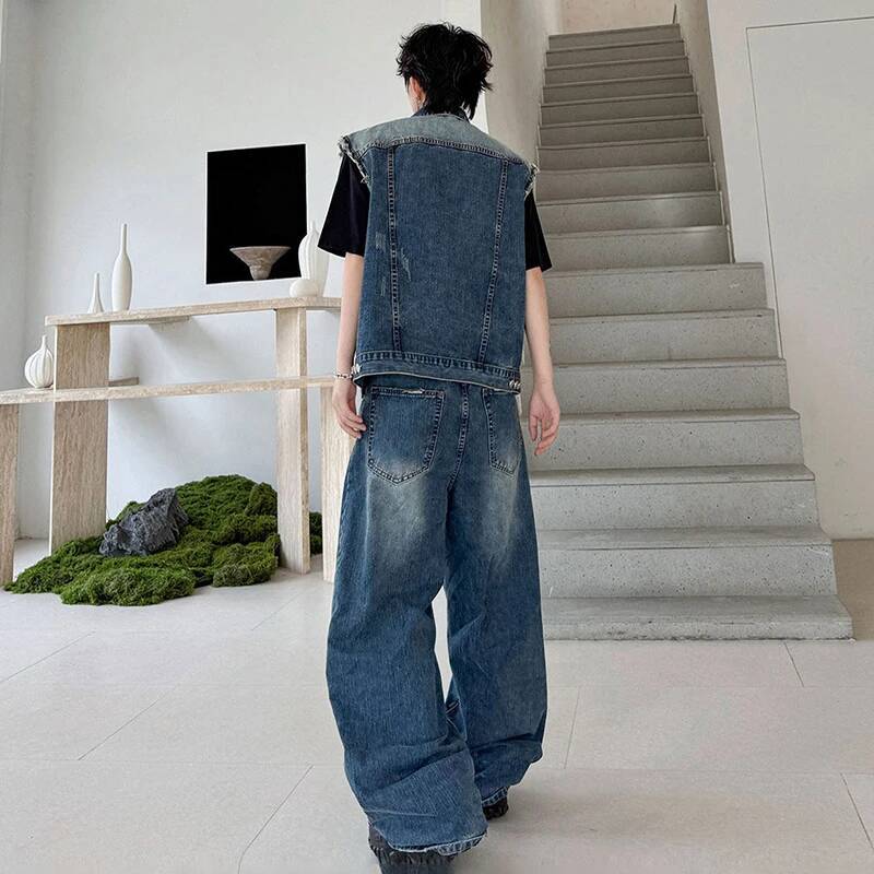 LUZHEN 2026 Summer Denim Two-p - Men Fashion Jeans recension och pris