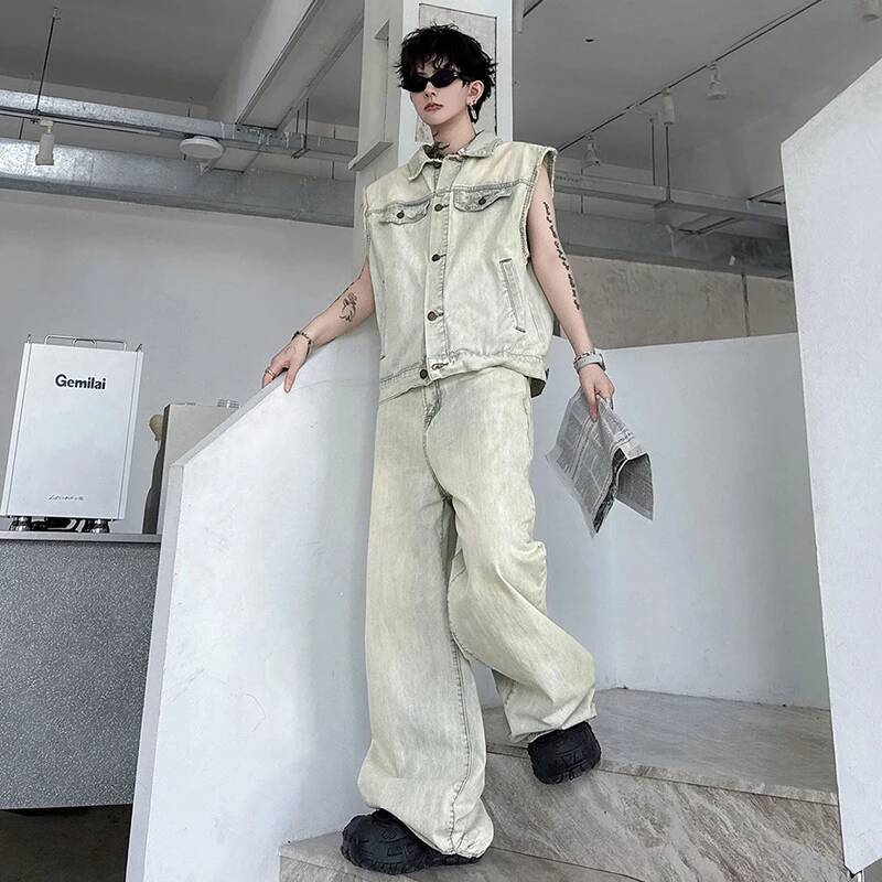 LUZHEN 2026 Summer Denim Two-p - Men Fashion Jeans recension och pris