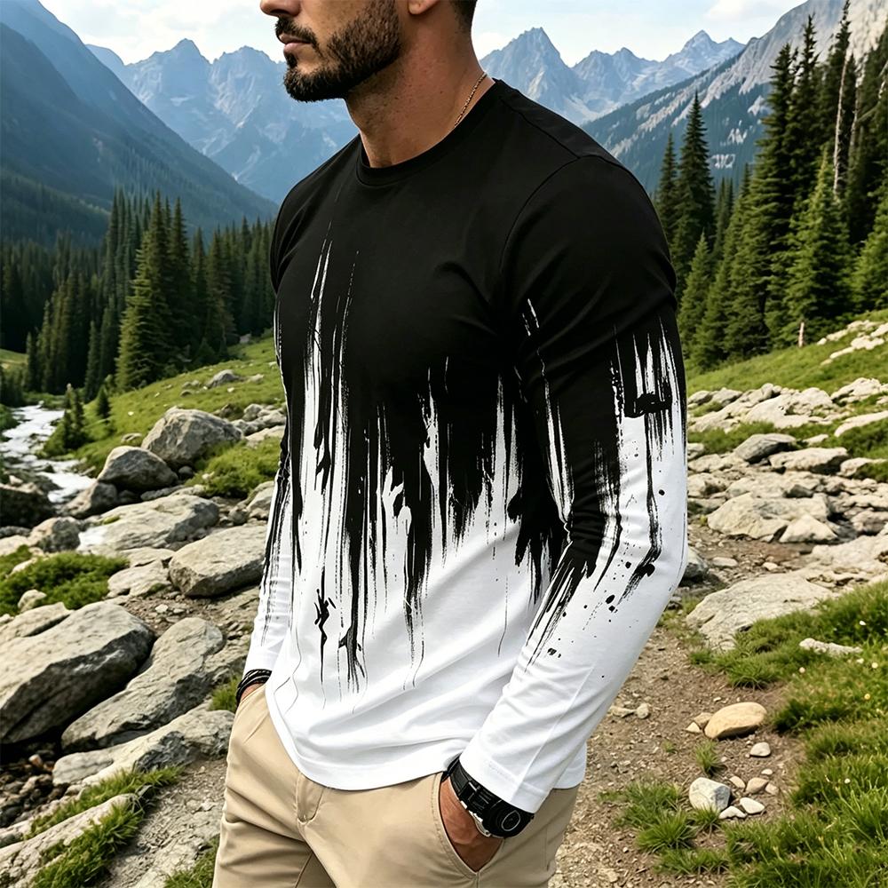 Men's Gradient Ink Splash Long - Mens Fashion Vintage recension och pris